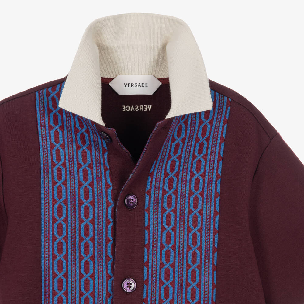 Versace-Boys Burgundy Milano Jersey Shirt | Childrensalon