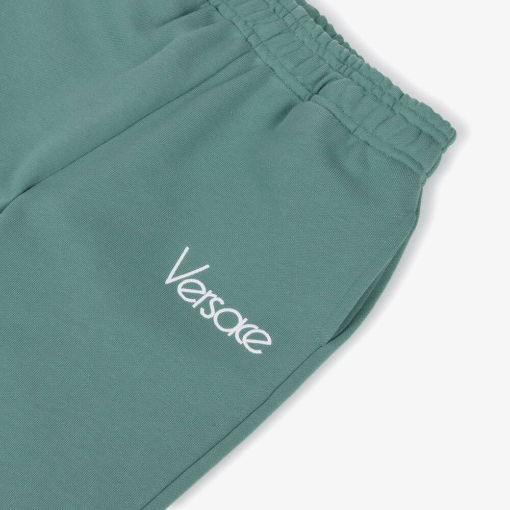 Versace-Boys Green Cotton Joggers | Childrensalon
