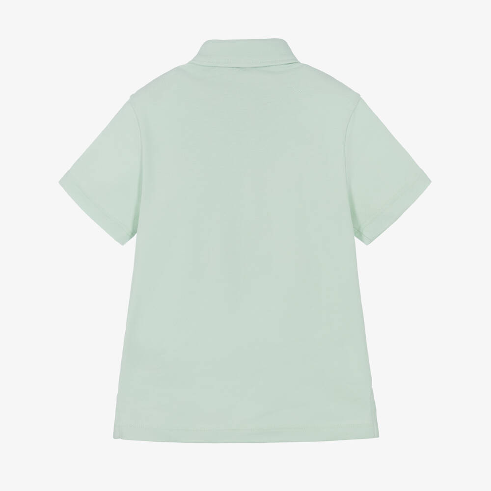 Versace-Boys Green Embroidered Cotton Piqué Polo Shirt | Childrensalon