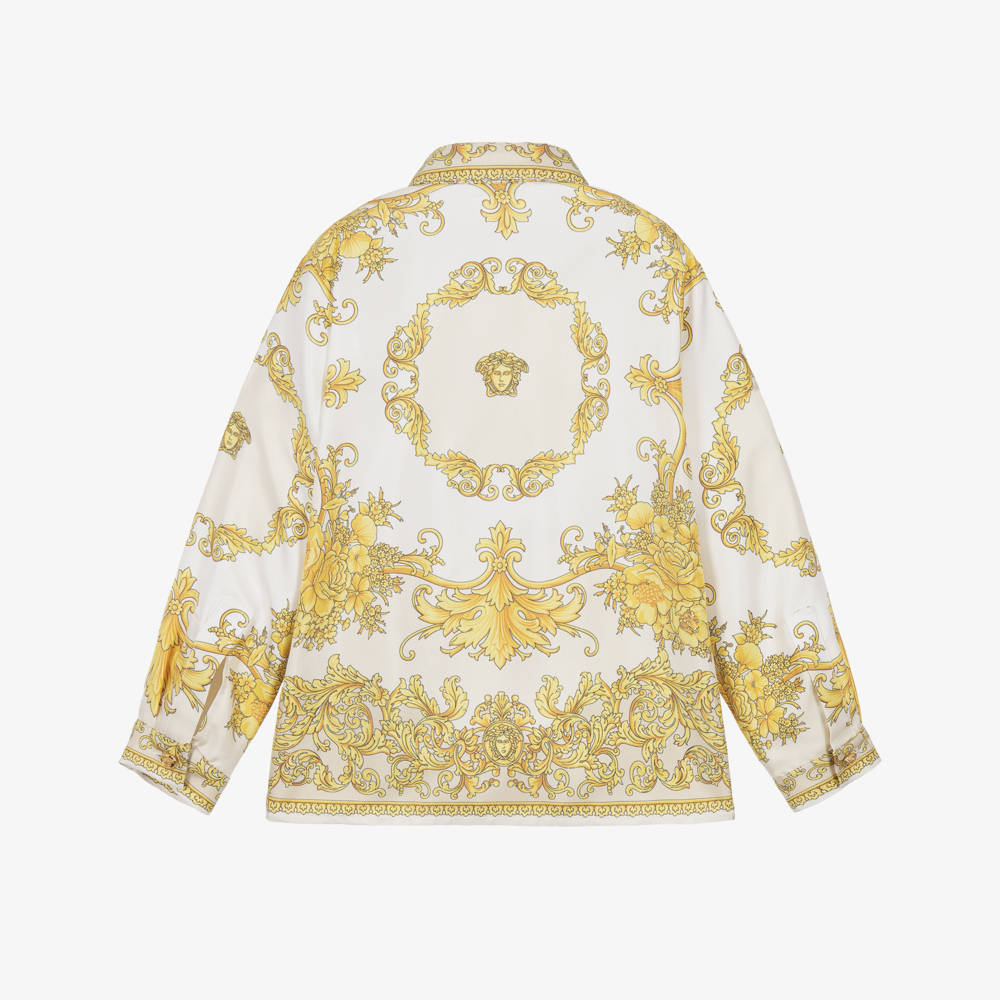 Versace-Boys Ivory & Gold Barocco Silk Shirt | Childrensalon