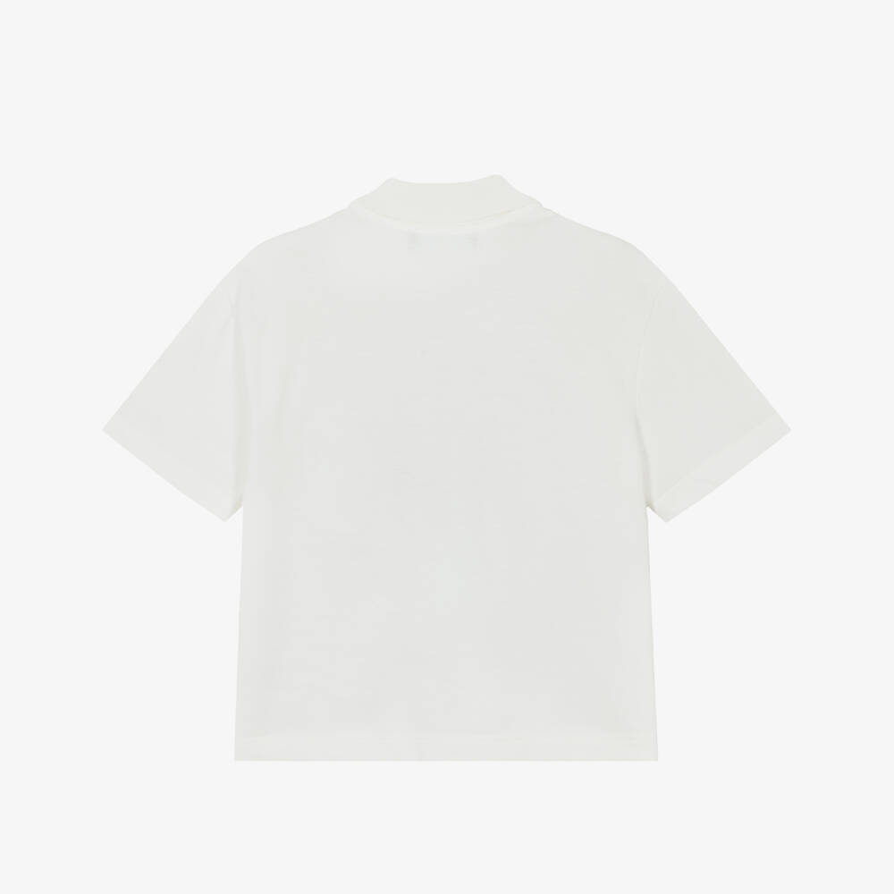 Versace-Boys Ivory Piqué Medusa Logo Shirt | Childrensalon
