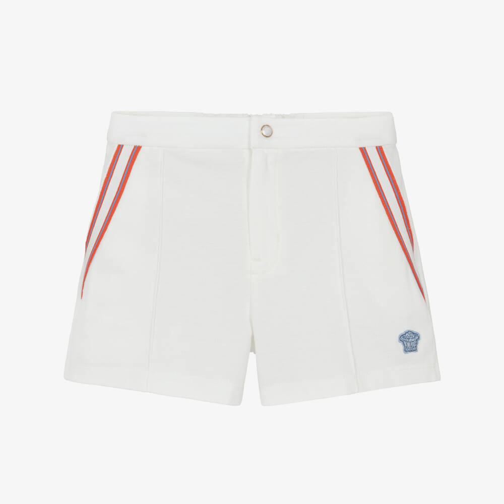 Versace-Boys Ivory Piqué Medusa Logo Shorts | Childrensalon