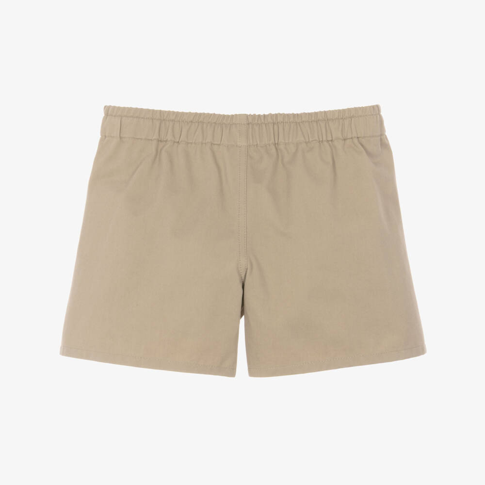 Versace-Boys Khaki Beige Gabardine Shorts | Childrensalon