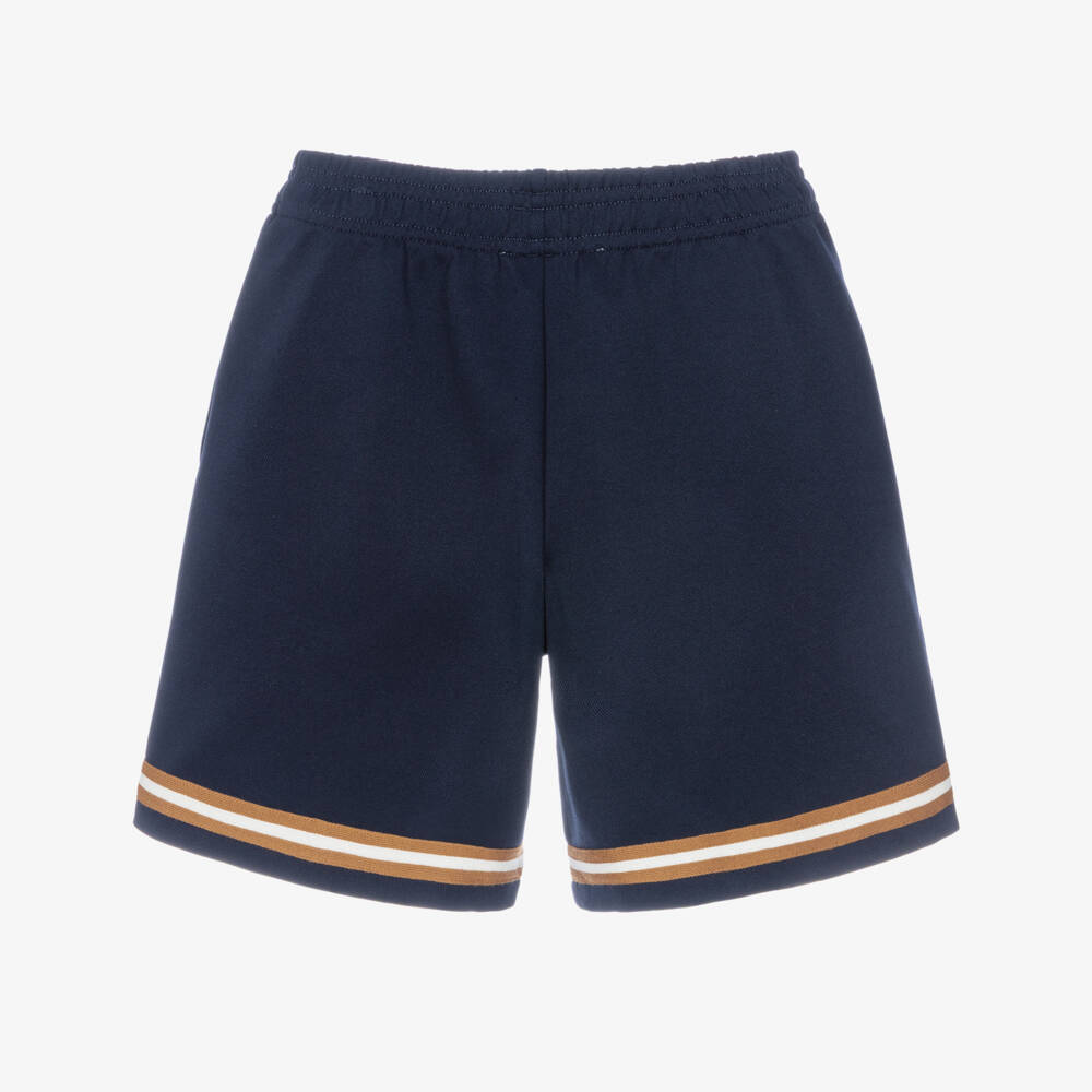 Versace-Boys Navy Blue Piqué Jersey Shorts | Childrensalon