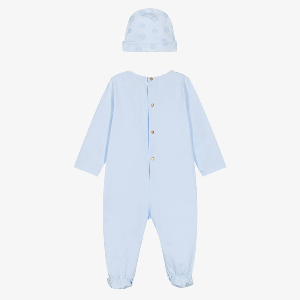 Versace-Boys Pale Blue Babysuit Gift Set with Medusa Logo | Childrensalon