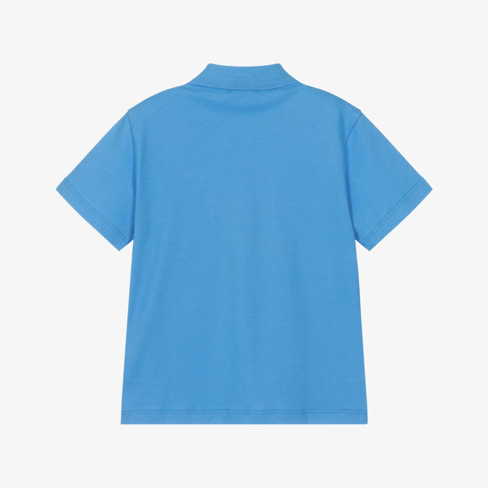 Versace-Boys Pale Blue Cotton Polo Shirt with Embroidered Medusa Logo | Childrensalon