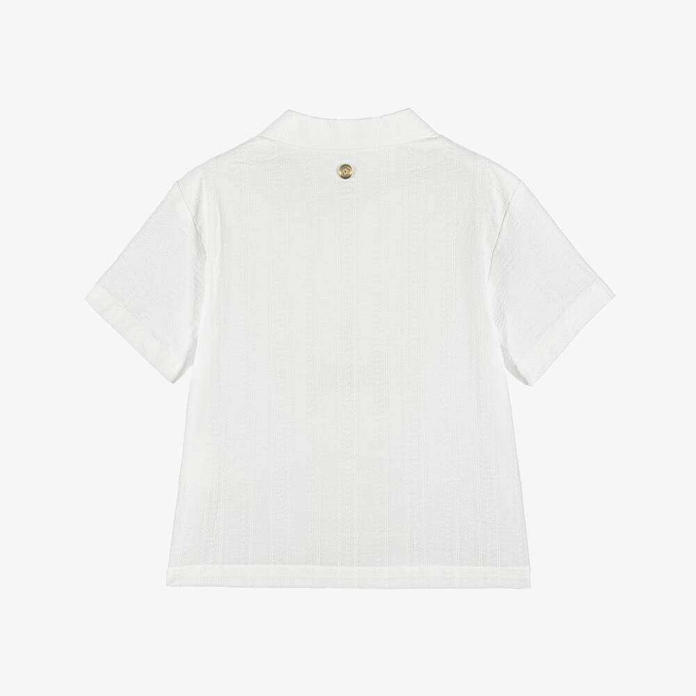 Versace-Boys White Cotton Micro Greca Shirt | Childrensalon