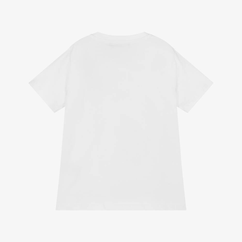 Versace-Boys White Cotton T-Shirt with Logo Crest | Childrensalon