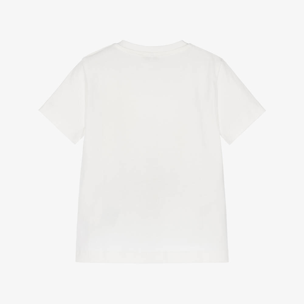 Versace-Boys White Cotton T-Shirt with Sun Motif | Childrensalon