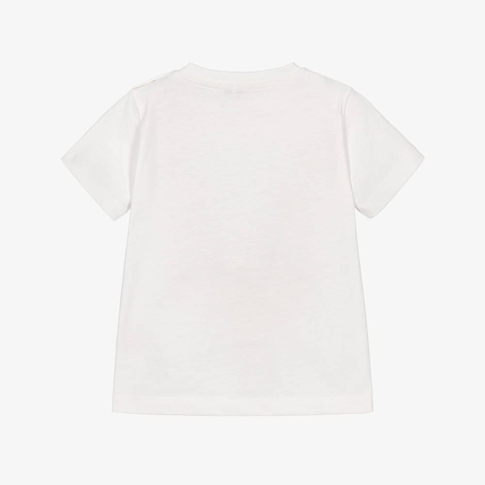 Versace-Boys White Cotton Triple Logo T-Shirt | Childrensalon