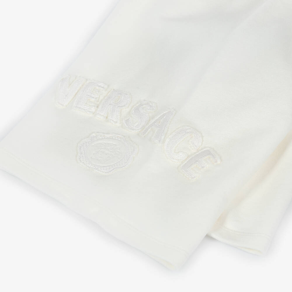 Versace-Шорты белые из хлопка с логотипом Versace для мальчиков | Childrensalon