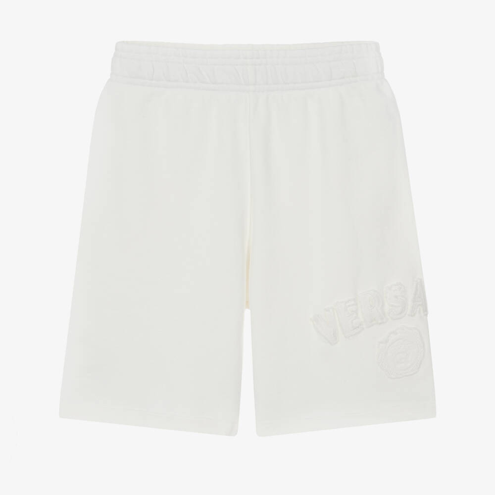 Versace-Шорты белые из хлопка с логотипом Versace для мальчиков | Childrensalon