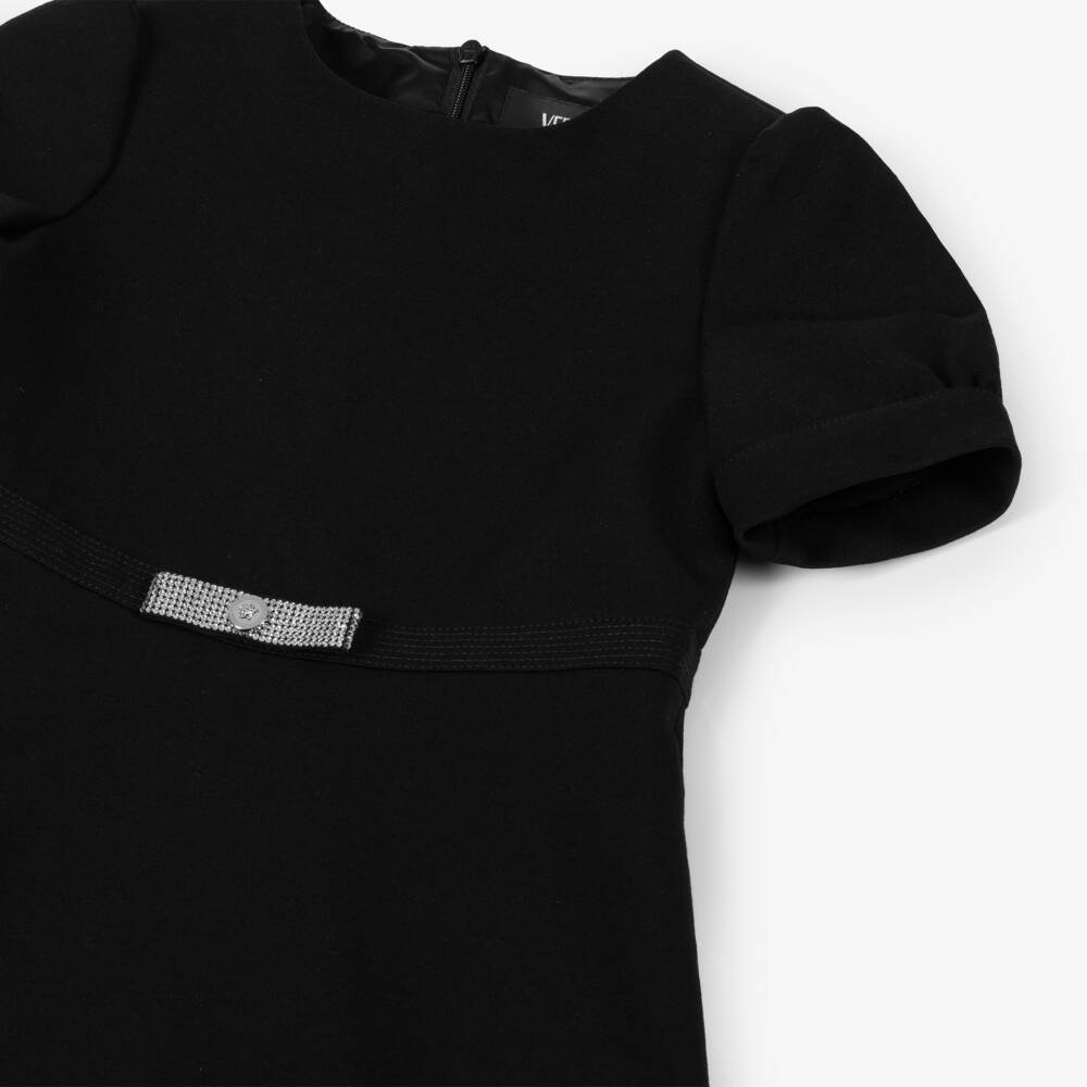 Versace-فستان بفيونكة ميدوسا وكريستال لون أسود للبنات | Childrensalon