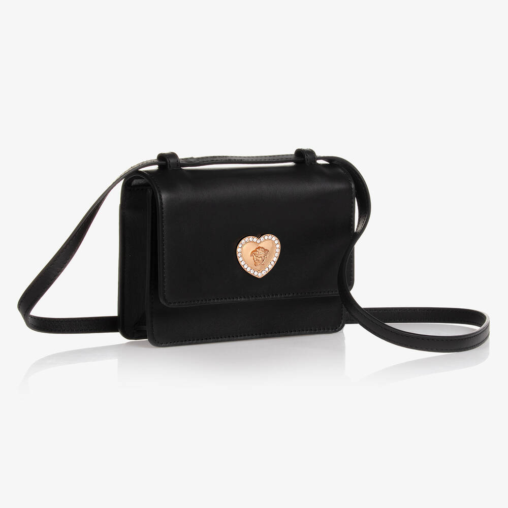 Versace-Черная кожаная сумка Medusa для девочек (17см) | Childrensalon
