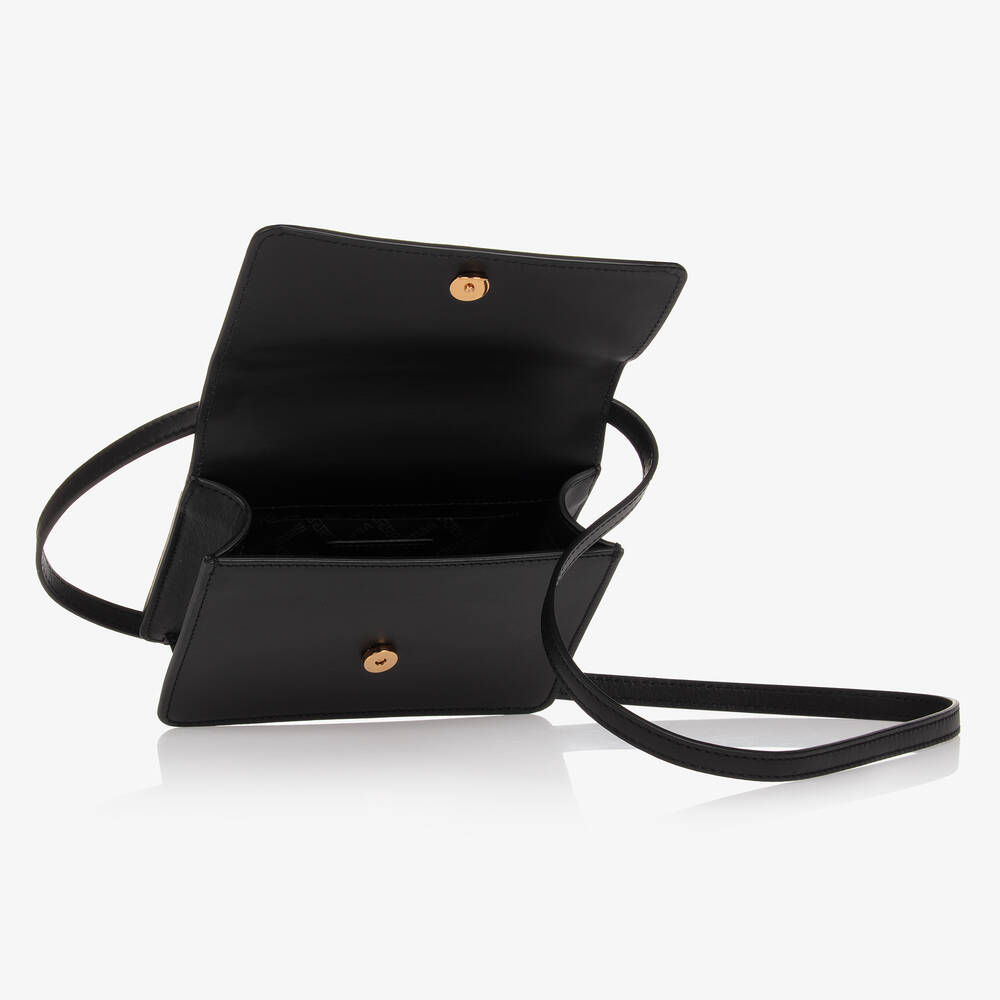 Versace-Черная кожаная сумка Medusa для девочек (17см) | Childrensalon