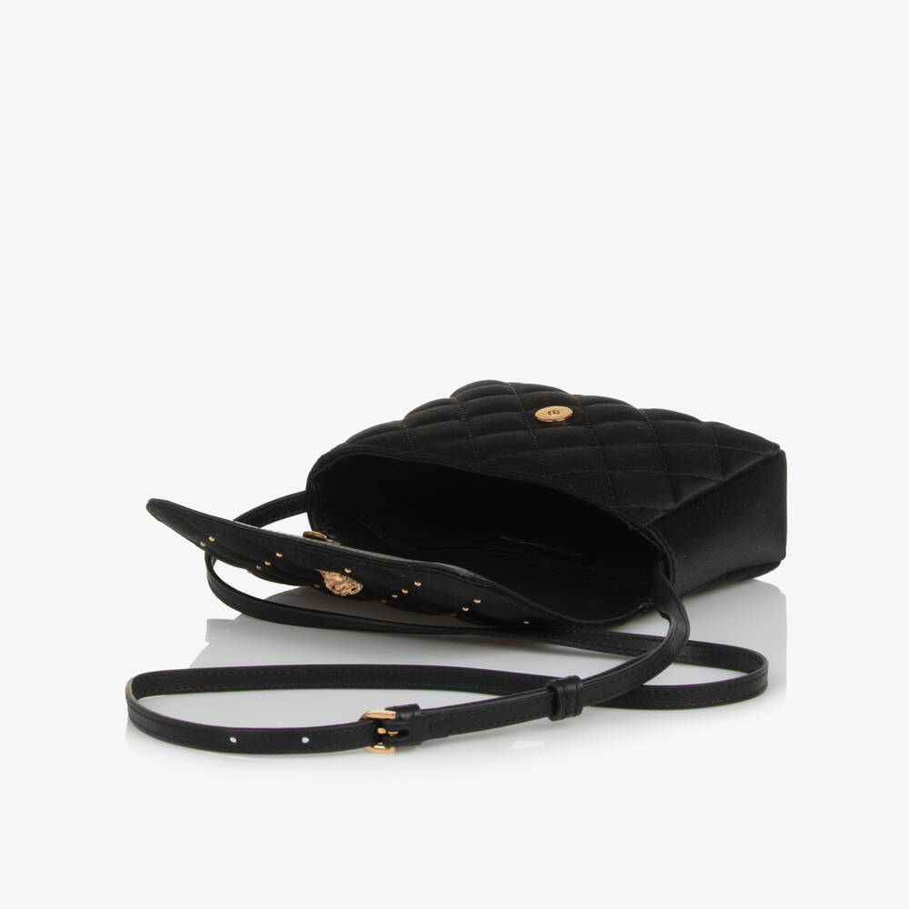 Versace-حقيبة كتف مبطنة مزينة بحلي لون أسود للبنات (16 سم) | Childrensalon