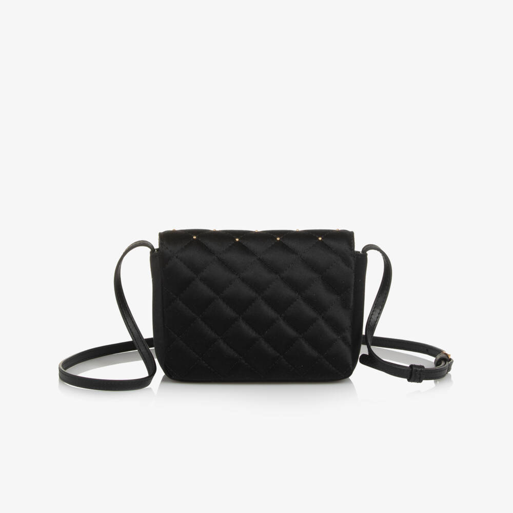 Versace-حقيبة كتف مبطنة مزينة بحلي لون أسود للبنات (16 سم) | Childrensalon