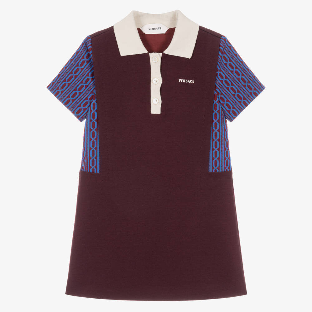 Versace-Girls Burgundy Milano Jersey Polo Dress | Childrensalon