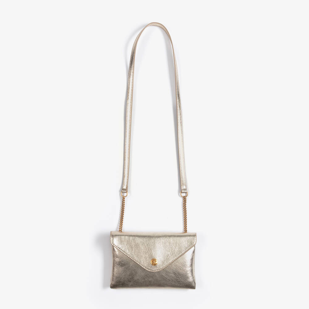 Versace-Girls Gold Leather Crossbody Bag (17cm) | Childrensalon