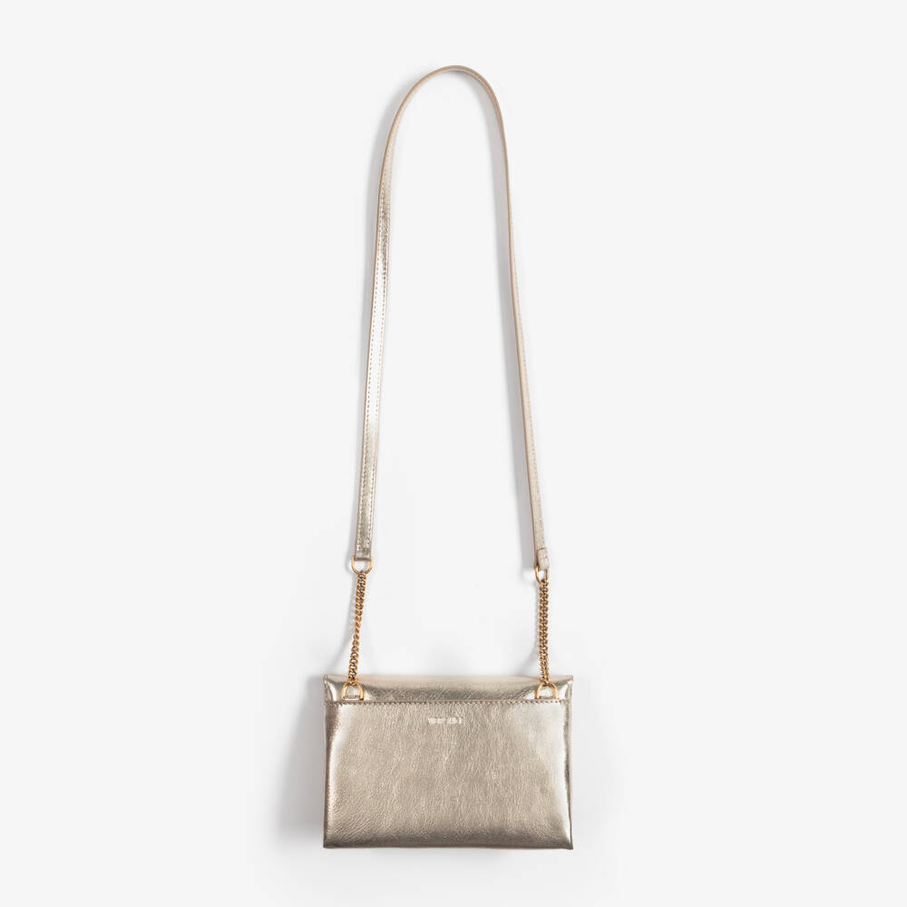 Versace-Girls Gold Leather Crossbody Bag (17cm) | Childrensalon