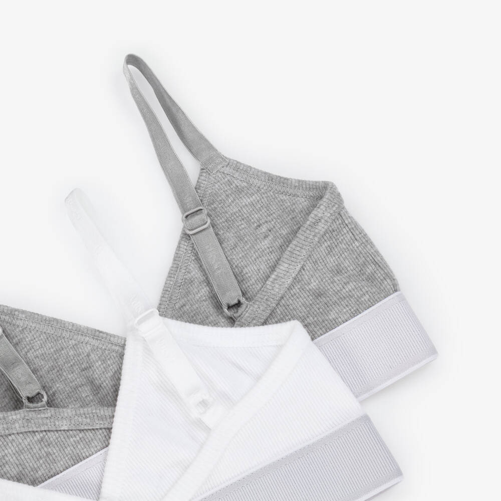 Versace-Girls Grey & White Cotton Bras (2 Pack) | Childrensalon