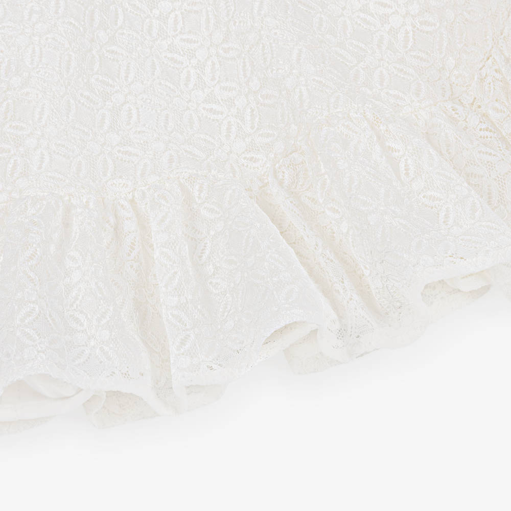 Versace-Girls Ivory Floral Lace Dress | Childrensalon