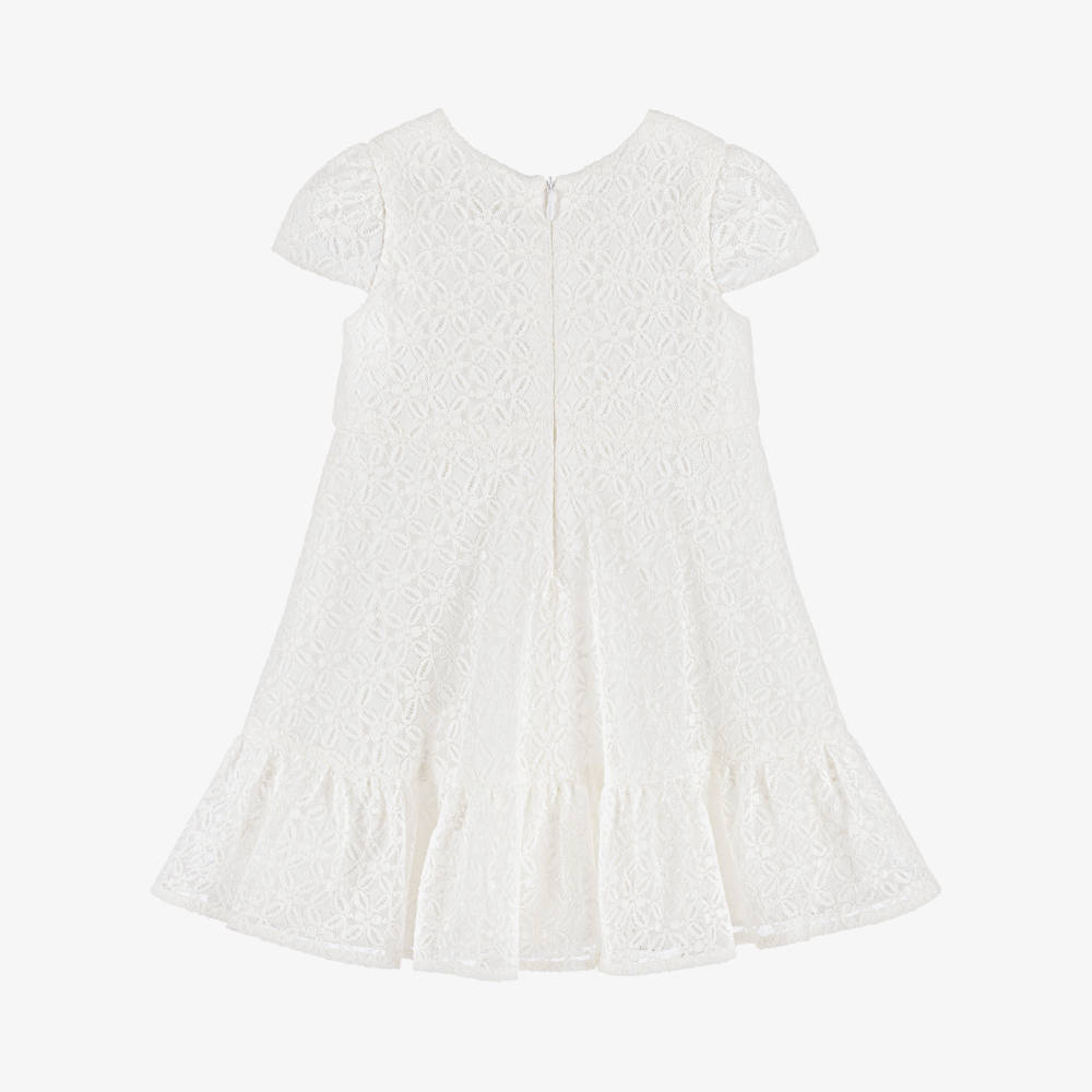 Versace-Girls Ivory Floral Lace Dress | Childrensalon