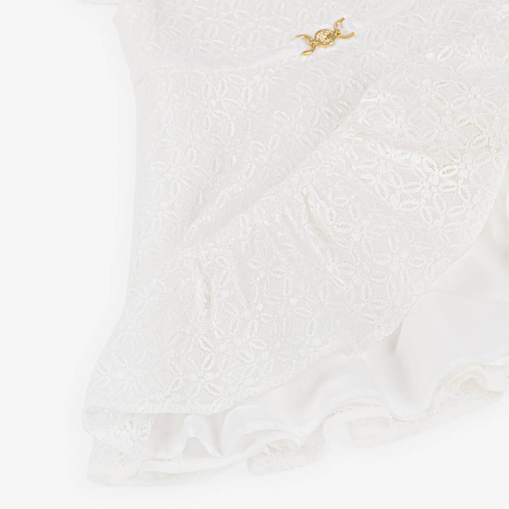 Versace-Girls Ivory Floral Lace Dress | Childrensalon