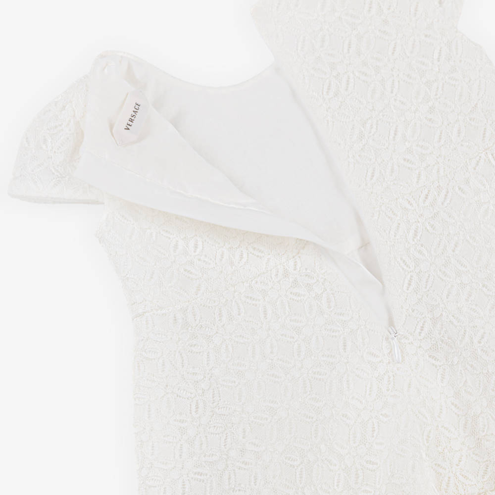 Versace-Girls Ivory Floral Lace Dress | Childrensalon