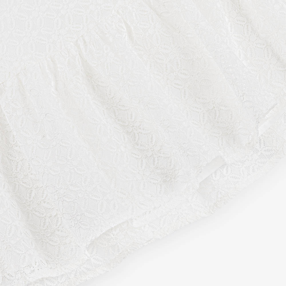 Versace-Girls Ivory Floral Lace Midi Skirt | Childrensalon