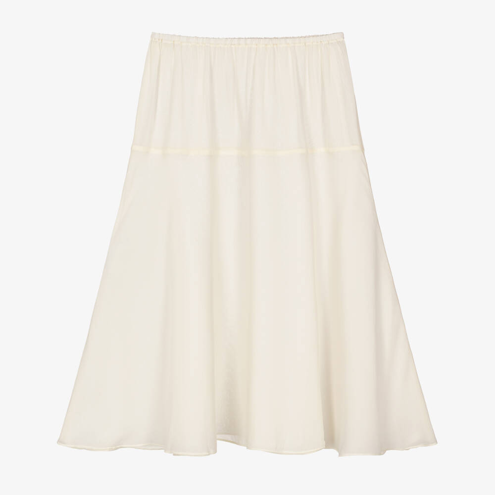 Versace-Юбка кремовая с кружевными оборками для девочек | Childrensalon