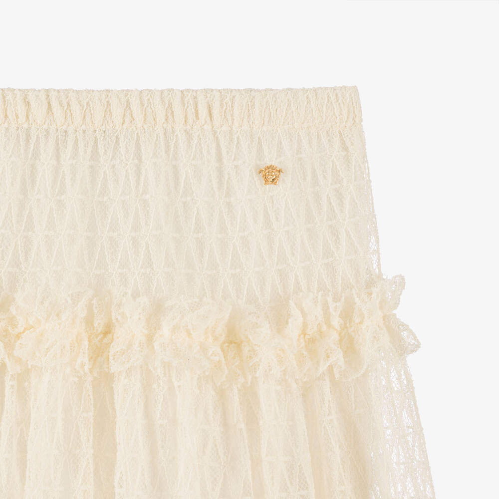 Versace-Girls Ivory Lace Ruffle Skirt | Childrensalon
