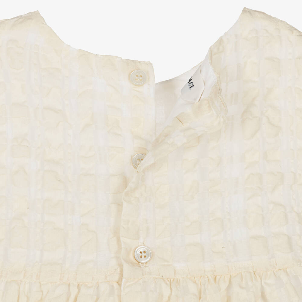 Versace-Girls Ivory Sheer Check Organza Dress | Childrensalon