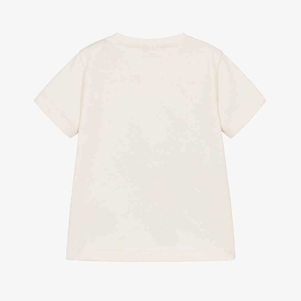 Versace-Girls Ivory T-Shirt with Medusa Sketch Logo | Childrensalon