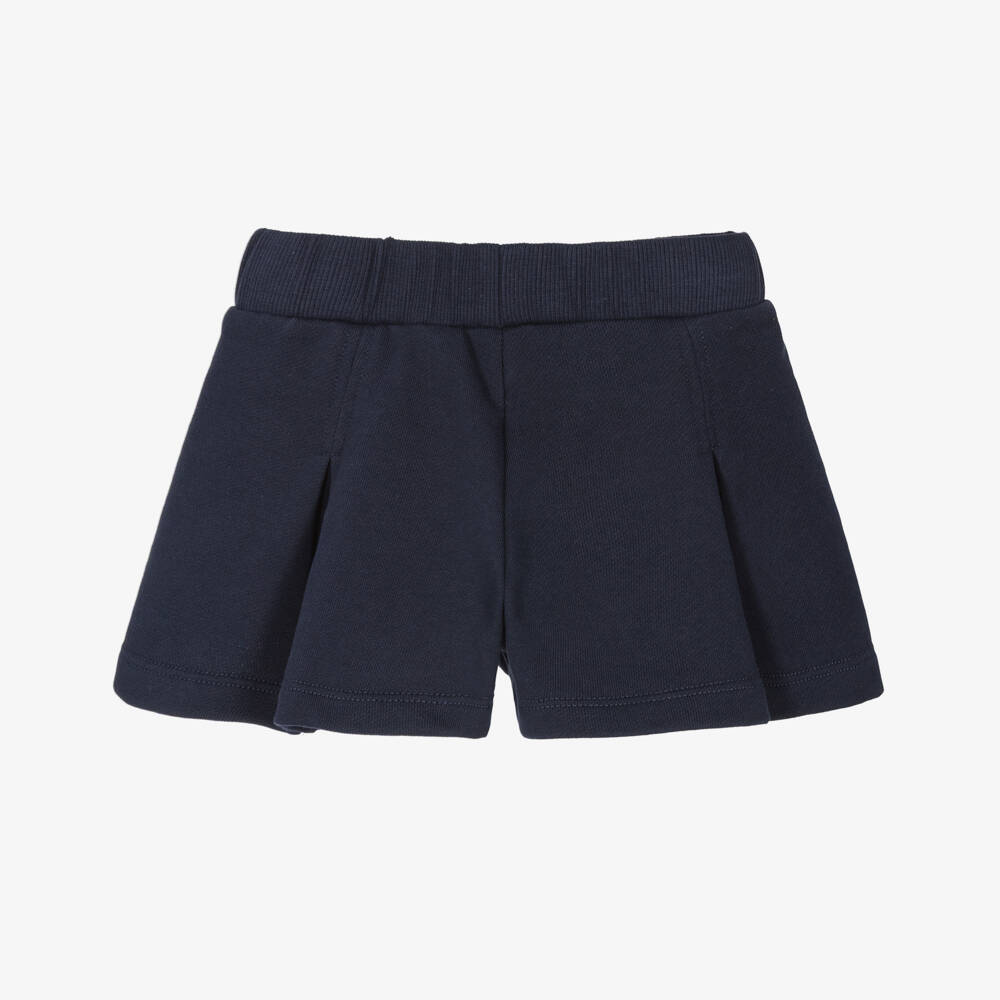 Versace-Girls Navy Blue Cotton Jersey Pleated Skort | Childrensalon