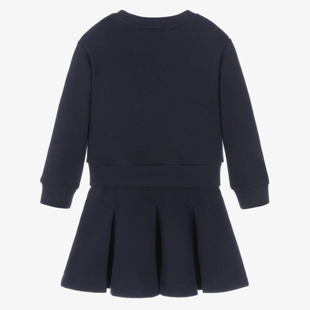 Versace-Girls Navy Blue Cotton Jersey Sweatshirt Dress | Childrensalon