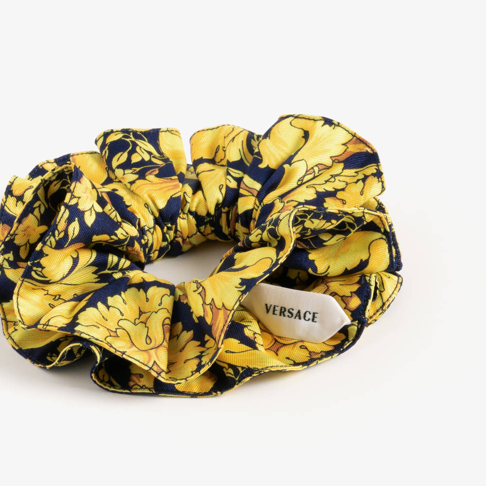 Versace-Girls Navy Blue & Gold Barocco Scrunchie | Childrensalon