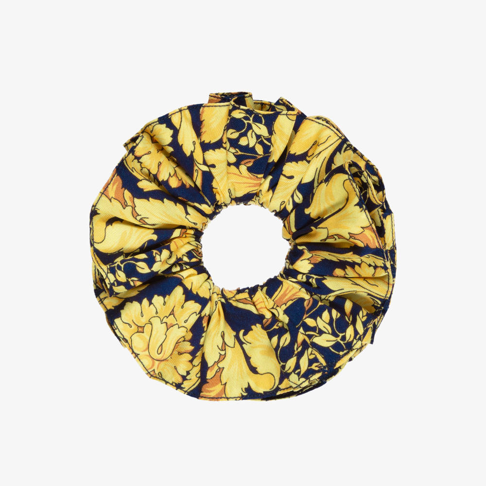Versace-Girls Navy Blue & Gold Barocco Scrunchie | Childrensalon