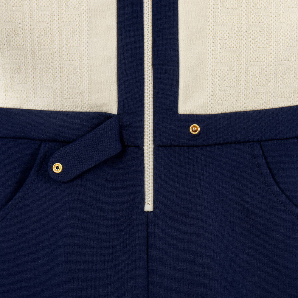 Versace-Girls Navy Blue & Ivory Milano Jersey Dress | Childrensalon