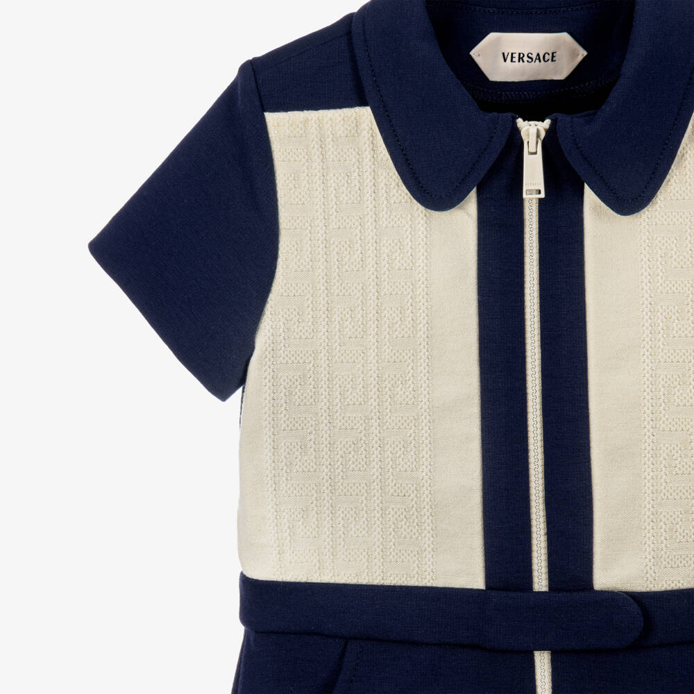 Versace-Girls Navy Blue & Ivory Milano Jersey Dress | Childrensalon