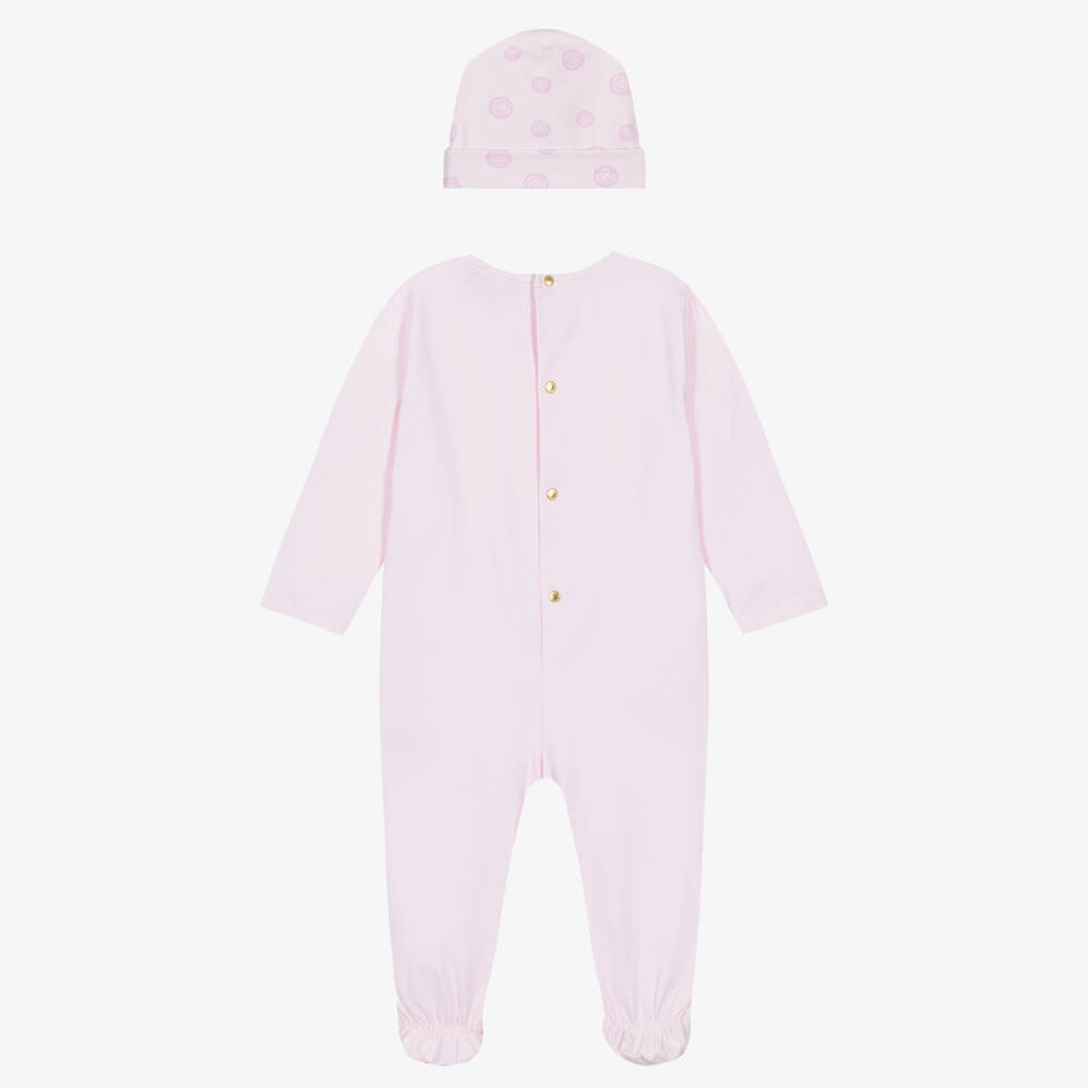 Versace-Girls Pale Pink Babygrow Gift Set with Medusa Logo | Childrensalon