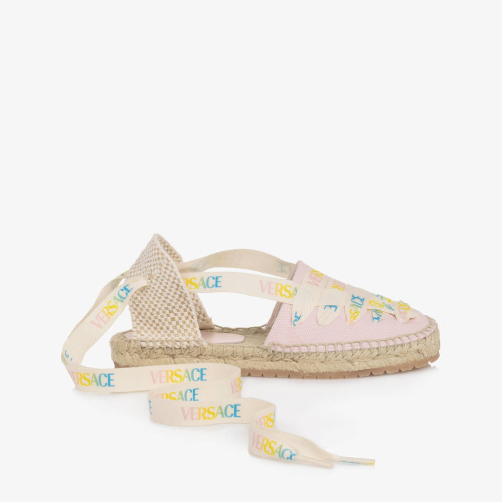 Versace-Girls Pink Canvas Espadrilles | Childrensalon