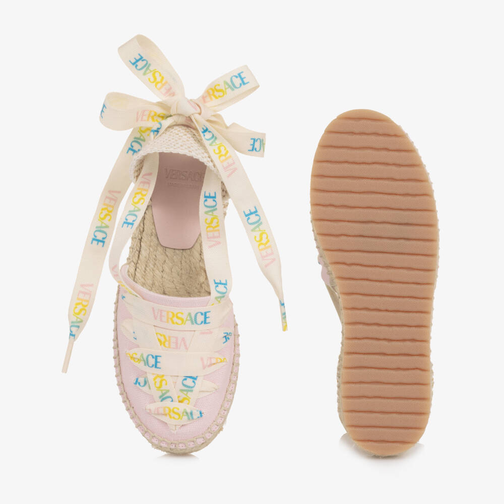 Versace-Girls Pink Canvas Espadrilles | Childrensalon