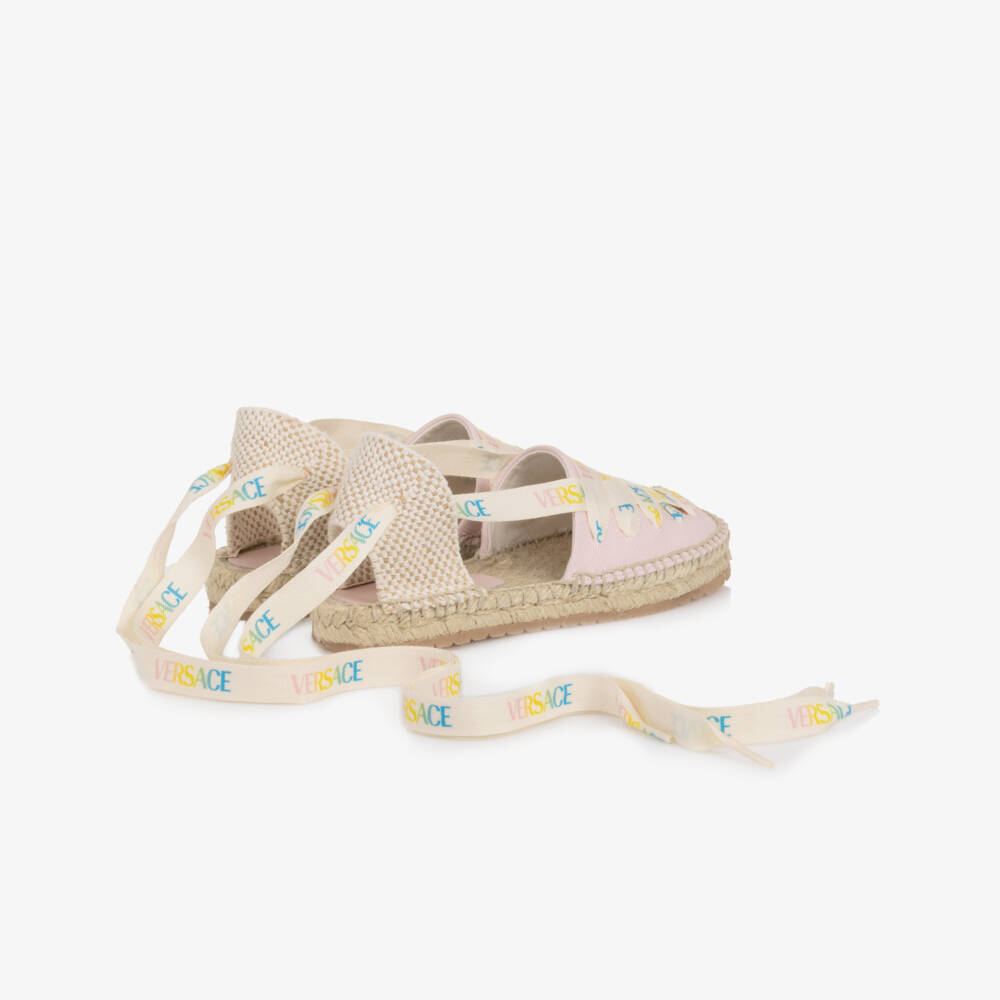 Versace-Girls Pink Canvas Espadrilles | Childrensalon