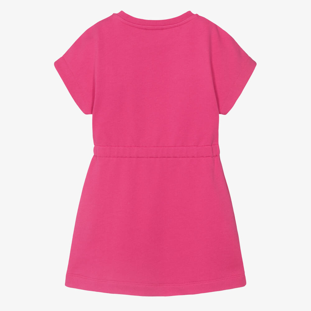 Versace-Girls Pink Cotton Jersey Dress with Contrast Logo | Childrensalon