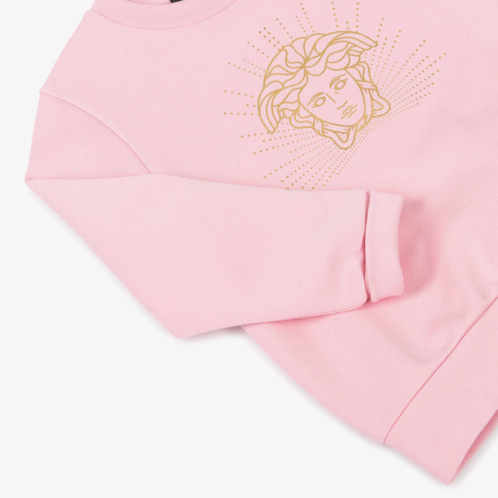 Versace-Girls Pink Cotton Medusa Sweatshirt | Childrensalon