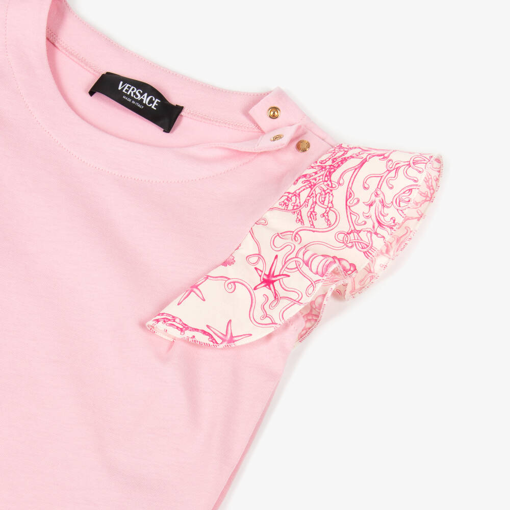 Versace-Топ Underwater Barocco из хлопка розовый для девочек | Childrensalon