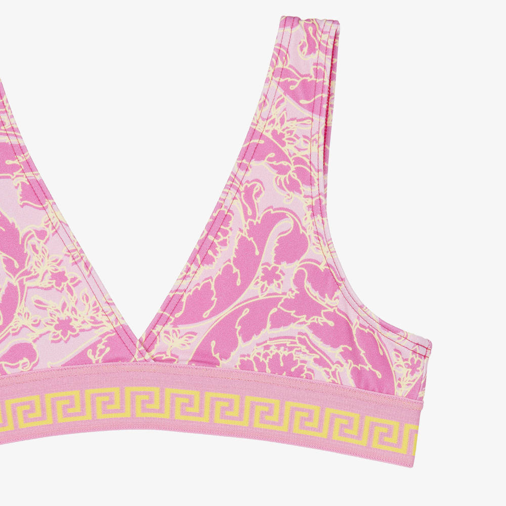 Versace-Girls Pink & Yellow Barocco Print Bikini | Childrensalon