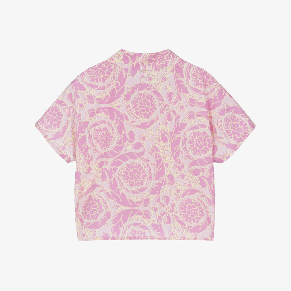 Versace-Girls Pink & Yellow Barocco Print Blouse | Childrensalon