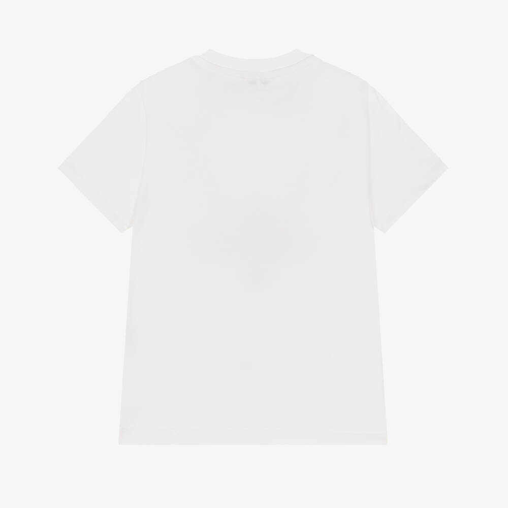 Versace-Girls White Cotton Beaded Logo T-Shirt | Childrensalon